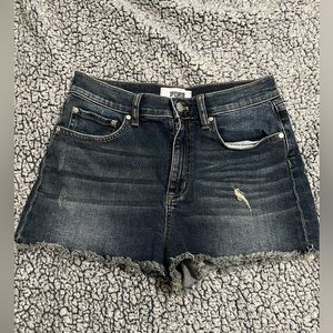 Pink Y2K denim shorts, size 8, dark wash